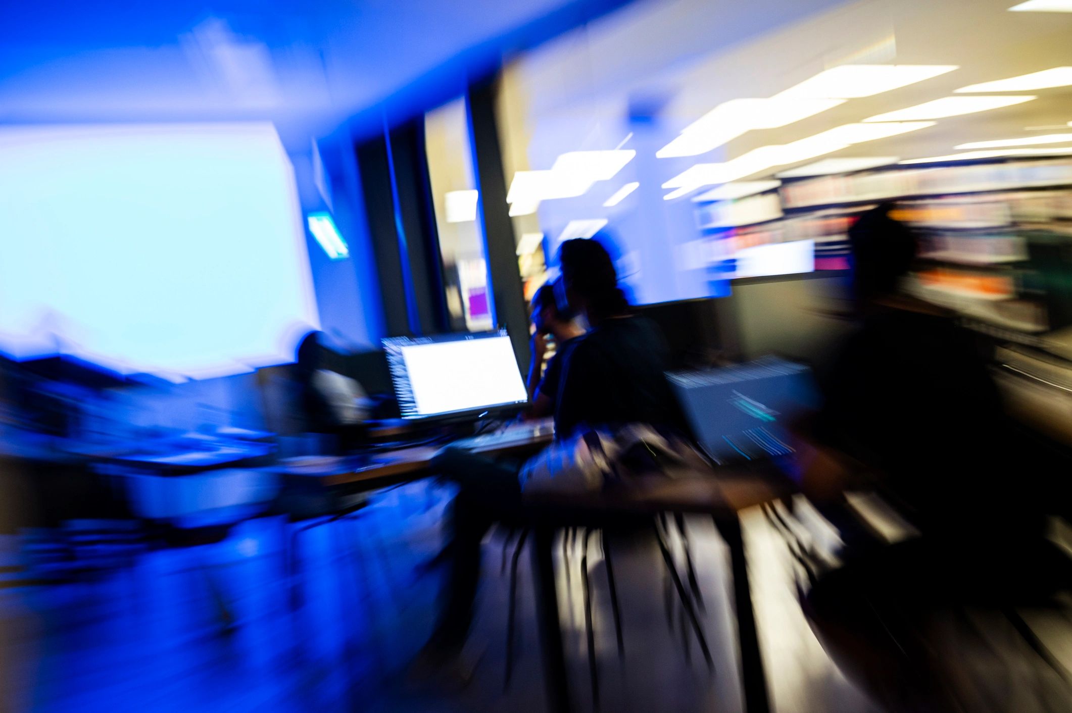 People working at computers in an office